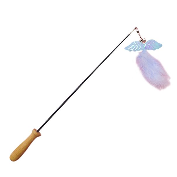 Guangying Cat Wand Eye-catching Telescopic Pole Wood Funny Cat Teaser Interactive Wand Pet Toy For Home_voghion.com