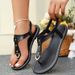 Summer 2025 New Sandals Women's Metal Large Elastic Flat Shoes_voghion.com