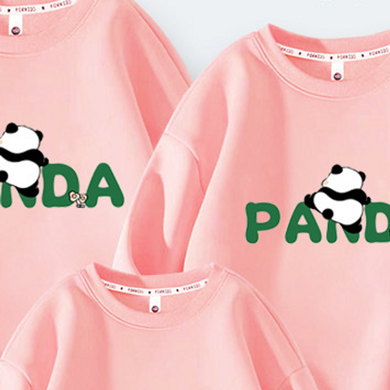 Foreldre-barn klær Bomullsgenser Tide-merke rød panda mor og datter en familie på tre foreldre-barn klær_voghion.com