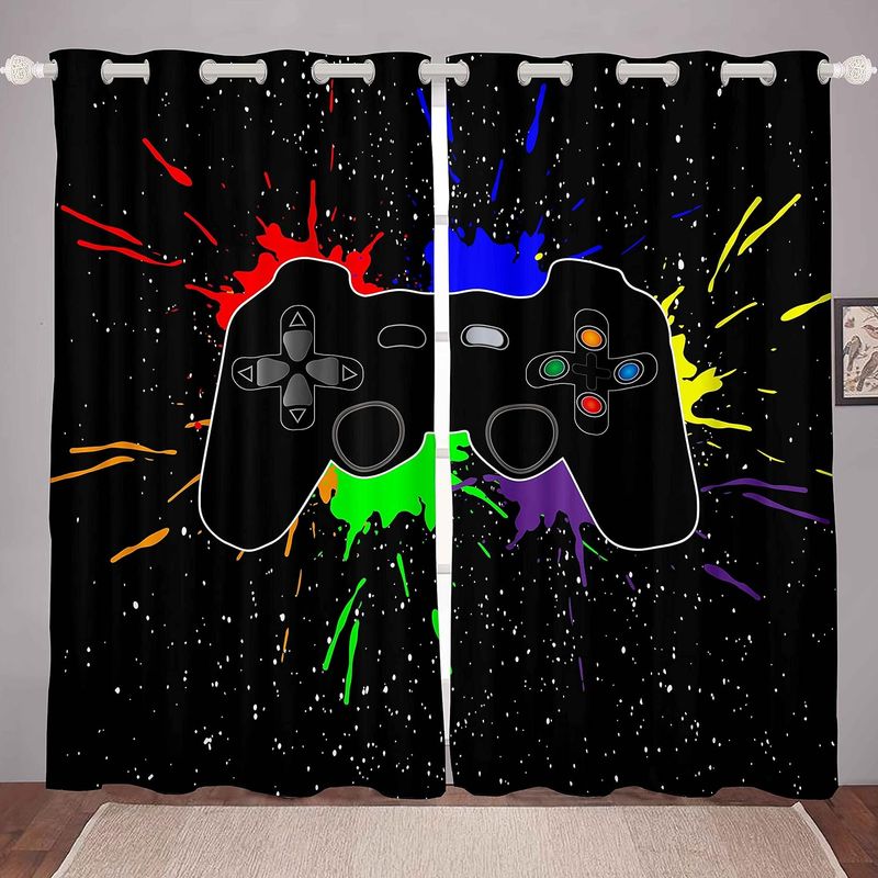 Jungen Spiel Vorhänge Kreis Vorhänge Für Schlafzimmer Wohnzimmer Kinder Teenager Gamer Videospiel Gamepad Windows Vorhänge Game Controller Zimmer Dekoration_voghion.com