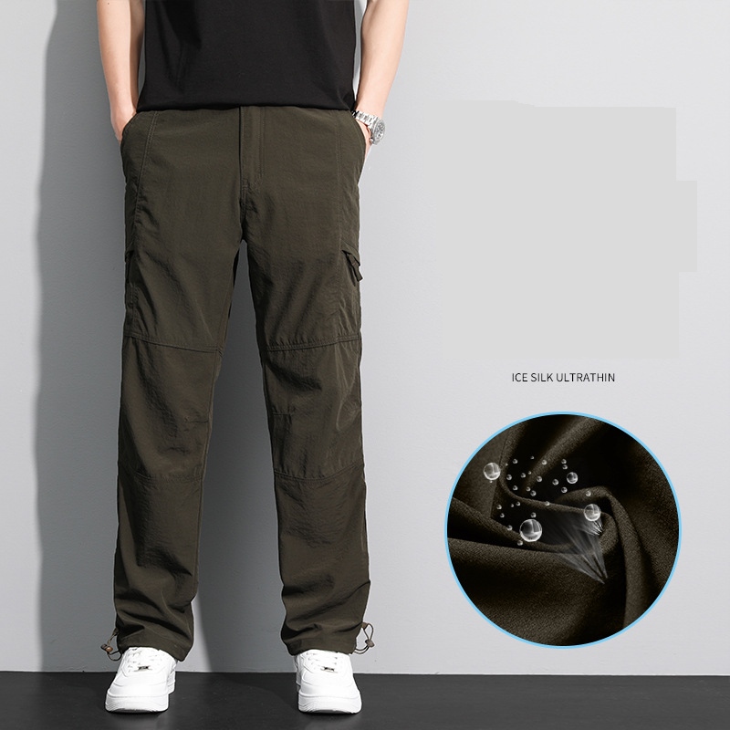 Abbigliamento da uomo, tuta dritta multitasche, pantaloni casual larghi da uomo, pantaloni d'assalto, pantaloni ad asciugatura rapida_voghion.com