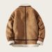 Veste oversize en fausse peau lainée pour homme, manteau d'hiver épais avec doublure polaire et revers crantés, marron (tailles M à 5XL)_voghion.com