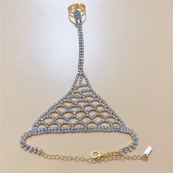 Bridal accessories temperament rhinestone bracelet ring back elegant claw integrated chain_voghion.com