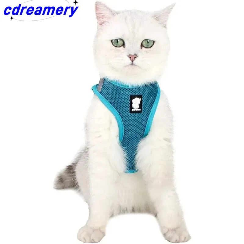 CatHarness Leash Soft Mesh Breathable Reflective Cat Dog Walking Harness Leads Adjustable For Kitties Puppies Cat Accessories_voghion.com