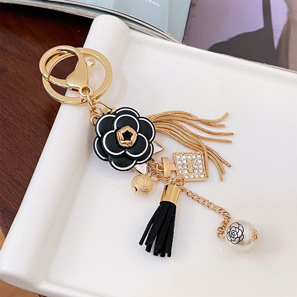Koreanischen Stil Kamelie Quaste Schlüsselanhänger Metall Schlüsselanhänger Tasche Anhänger Auto Exquisite Geschenk_voghion.com