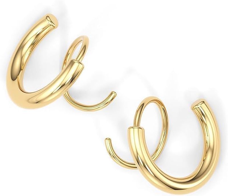 14K Helix Spiral Ohrringe, Doppel Piercing Ohrringe, Winzige Twist Ohrringe für Frauen_voghion.com