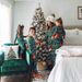 Christmas Family Decoration Christmas Tree Print Patchwork Color Contrast Home Clothing Pajamas Set_voghion.com