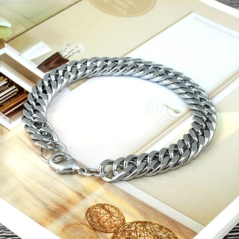 Men's Bracelets Trend Hip Hop Cuban Link Chains Stainless Steel Couple Hand Chain Punk Jewelry Accessories Men Bracelet_voghion.com