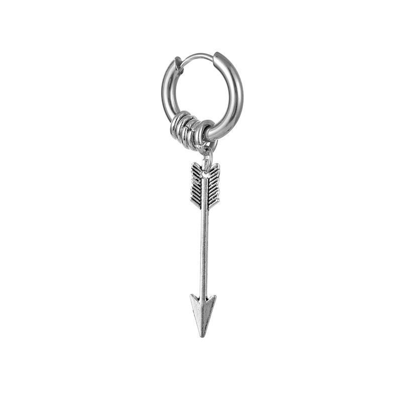 Arrow Dangle Ear Clip Fake Ear Hoops for Men and Women, Stainless Steel Clip on Earrings_voghion.com