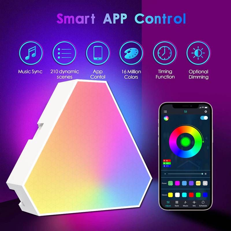 Smart light board, rhythm music, quantum light, triangle light, gaming atmosphere light, wall light, night light_voghion.com