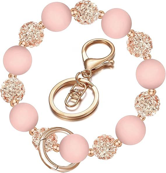 Wristband Keychain, Silicone Beaded Wristband Keychain With Keyring, Elastic Keychain Bracelet - Men And Women_voghion.com