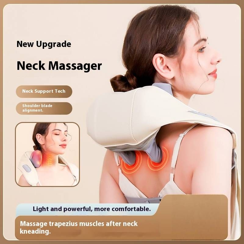 Rechargeable Neck And Shoulder Massager With Heat Therapy - 6 Massage Nodes, 3 Speed Levels, Handheld & Portable For Home & Office Use​_voghion.com