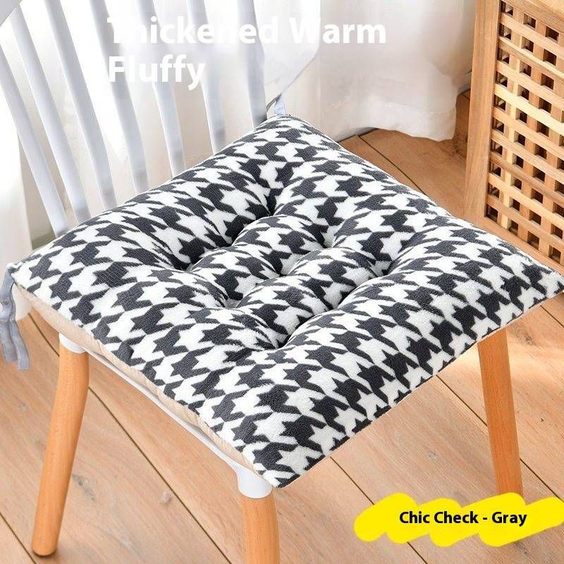 Houndstooth Plush Sofa Cushion - Ultra Soft Fleece Seat Pad With Anti-Slip Backing, Universal Fit For Couches & Chairs, Minimalist Home Decor_voghion.com