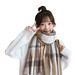Sciarpa scozzese da donna, versione coreana per studentesse, versatile scialle autunnale e invernale, ragazza carina a doppio uso, sciarpa calda_voghion.com