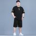 Summer Men's Classic Simple Versatile Solid Color Sports Suit Trendy Loose Comfortable Running Casual Two-Piece Set_voghion.com
