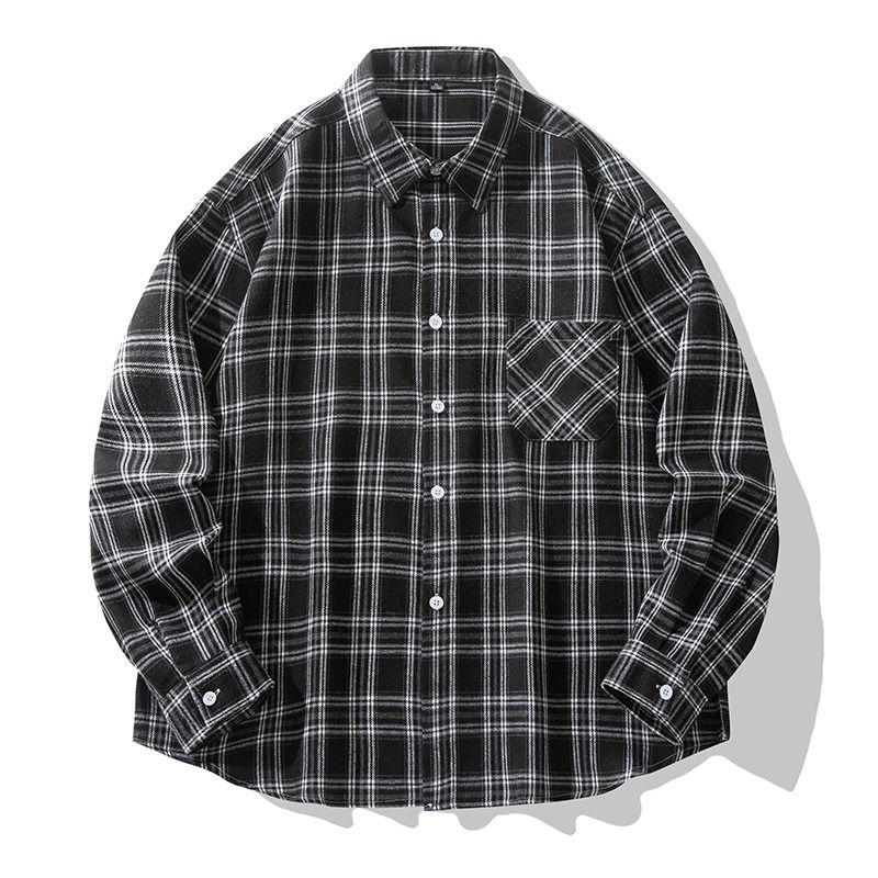 Camicia a quadri retrò, camicia casual da uomo, giacca, alla moda e alla moda, camicia street style_voghion.com