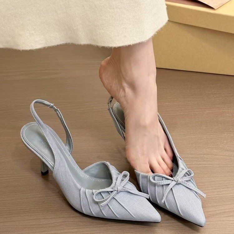spring High Heels French Crinkle Edge Pointed 2025 Bow Women's Shoes Fashion Versatile Exquisite Temperament_voghion.com