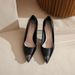 31-44 New Anti-collision Pointed Patent Leather High Heels Shallow Mouth Small Square Heel Versatile_voghion.com