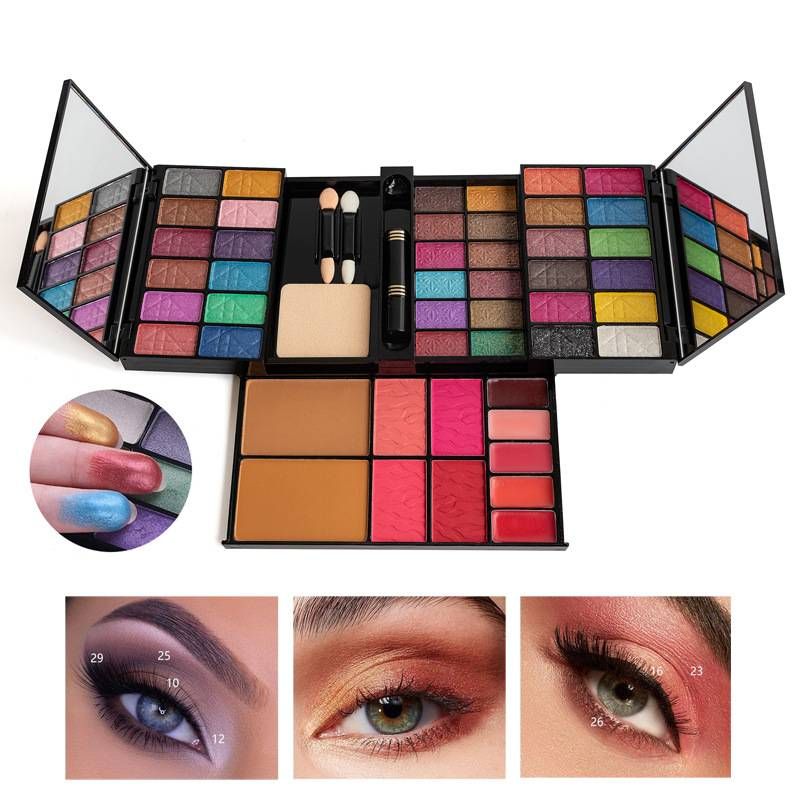 Fard de pleoape 24 de culori, fard de obraz în 4 culori, glazură de buze în 4 culori, pudră în 2 culori, pensulă de bumbac, set de machiaj pentru rimel_voghion.com