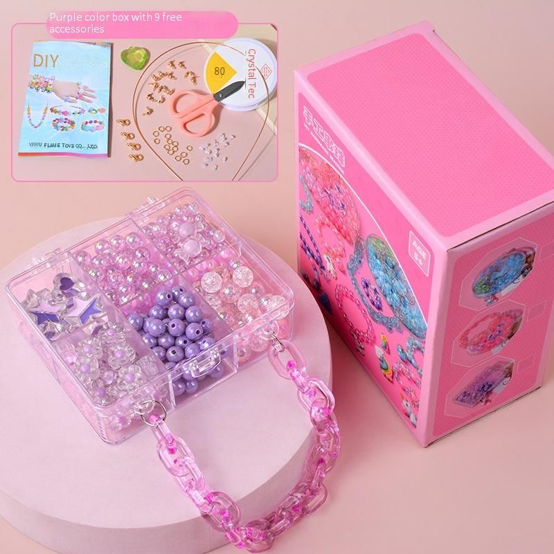 Brinquedos de contas artesanais para crianças meninas pulseira de contas faça você mesmo colar contas soltas caixa de presente conjunto de joias_voghion.com