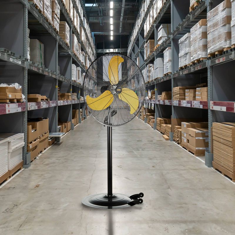 FAN-P30W 8300 CFM 30 Inch Heavy Duty High Velocity Pedestal Oscillating Fan With Powerful 1/3 HP Motor, Ball Bearing, 9 Feet Cord & Turbo Yellow Blade_voghion.com