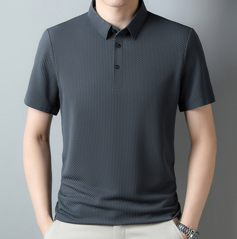Summer New Short Sleeved Men's Polo Shirt All Match Casual Men's Jacquard Lapel Non Iron Short Sleeved Men's T Shirt_voghion.com