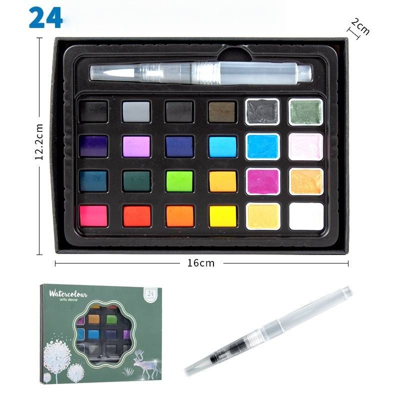 Coffret de peinture aquarelle H&B - 24/36/48/88 couleurs aux nuances métalliques et nacrées, coffret compact et pratique pour les artistes, les étudiants et les amateurs._voghion.com