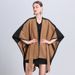 new loose color-blocking tie cape shawl women's knitted cardigan bat sleeve large size woolen coat_voghion.com