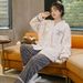 Ladies' autumn and flannel cardigans, pajamas with thickened for warmth, girls' cartoon coral fleece winter home clothes_voghion.com