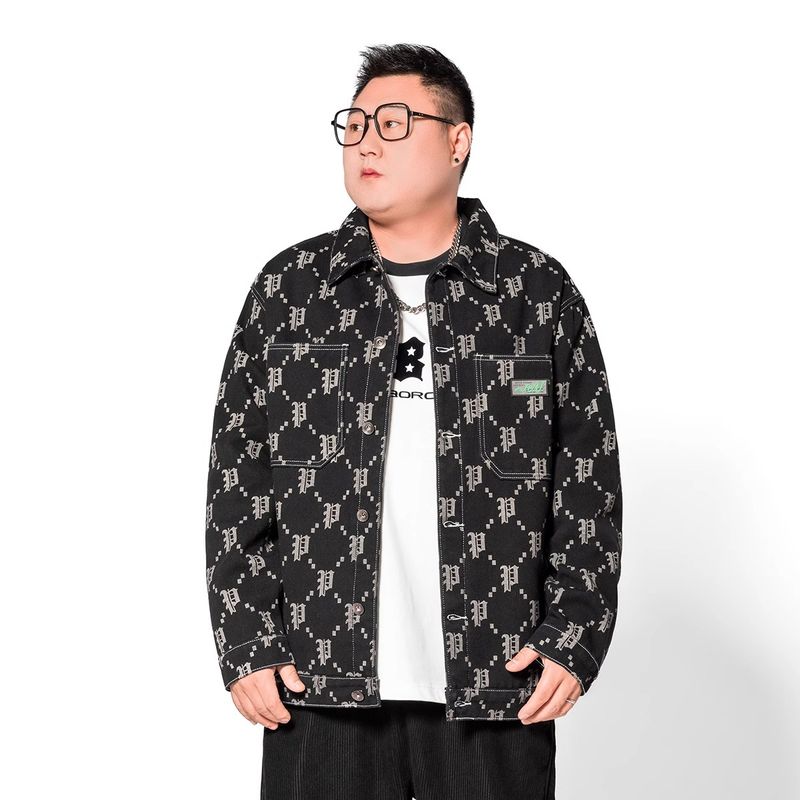 Herrenbekleidung Plus Size Frühherbst Neue große Jeansjacke Lose elastische Herren Plus Fat Plus Freizeitjacke_voghion.com