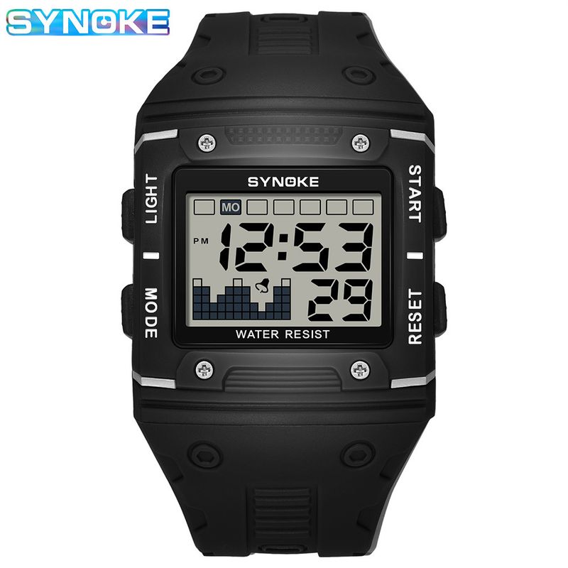 SYNOKE Student elektronische Uhr wasserdichte Herren multifunktionale Outdoor leuchtende quadratische Retro-Sportmode_voghion.com