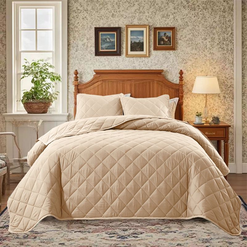 Modern Geometric Quilted Bedding Set - Solid Color Jacquard Duvet Cover With Matching Pillowcases, Light Grey, Sizes 173-264cm_voghion.com