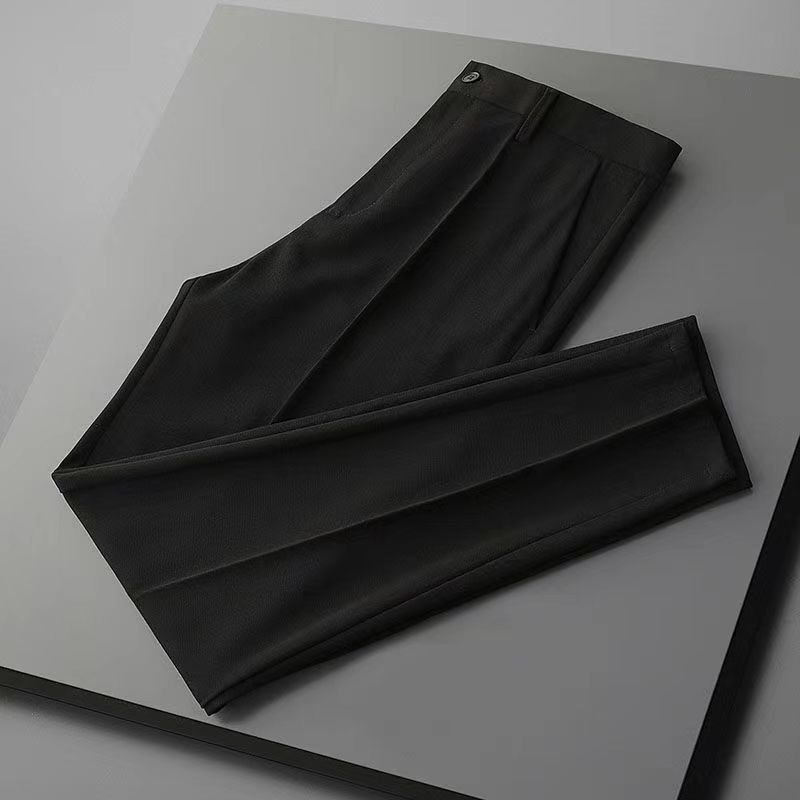 Herrkläder Vår- och sommarbyxor Draperande byxor Herrbyxor med smal passform Affärsbyxor med nio punktsmönster Lätta kostymbyxor Raka byxor 12_voghion.com