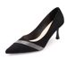Women's High heels women's new spring and autumn rhinestone French shallow mouth suede pointed toe stiletto single shoes black with dress_voghion.com