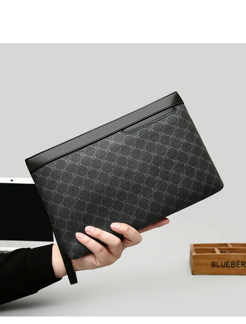 Pochette pour homme, sac à main, sac à main, sac d'affaires haut de gamme, sac à main tendance imprimé en PU, grande capacité, pour les déplacements et les loisirs._voghion.com