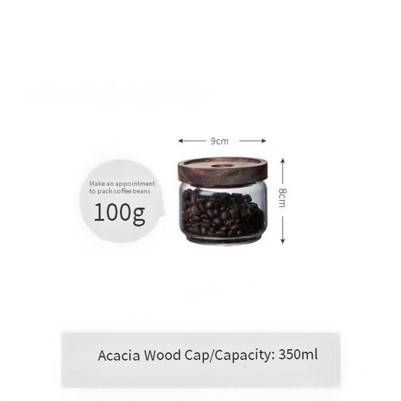 Tee-Vorratsdose aus Akazienholz – luftdichter Lebensmittelbehälter für Kaffeebohnen, losen Tee und Trockenwaren (1 l, transparenter Küchen-Vorratskammer-Organizer)_voghion.com