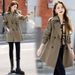 Women's Slim Fit Trench Coat With Belt - Elegant Double-Breasted Polyester Blend Jacket For Petite (Beige, Black, Army Khaki, With Free Scarf)_voghion.com