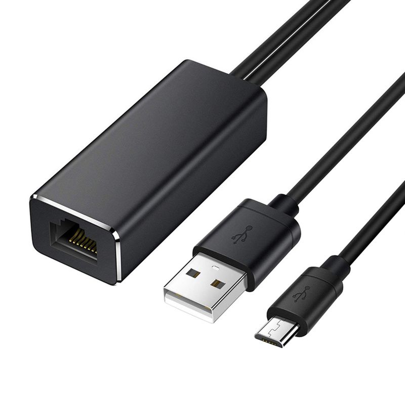 Adapter Ethernet do Fire TV Stick Google Home Mini Chromecast Ultra 2 1 Audio Micro USB do RJ45 z zasilaczem USB_voghion.com