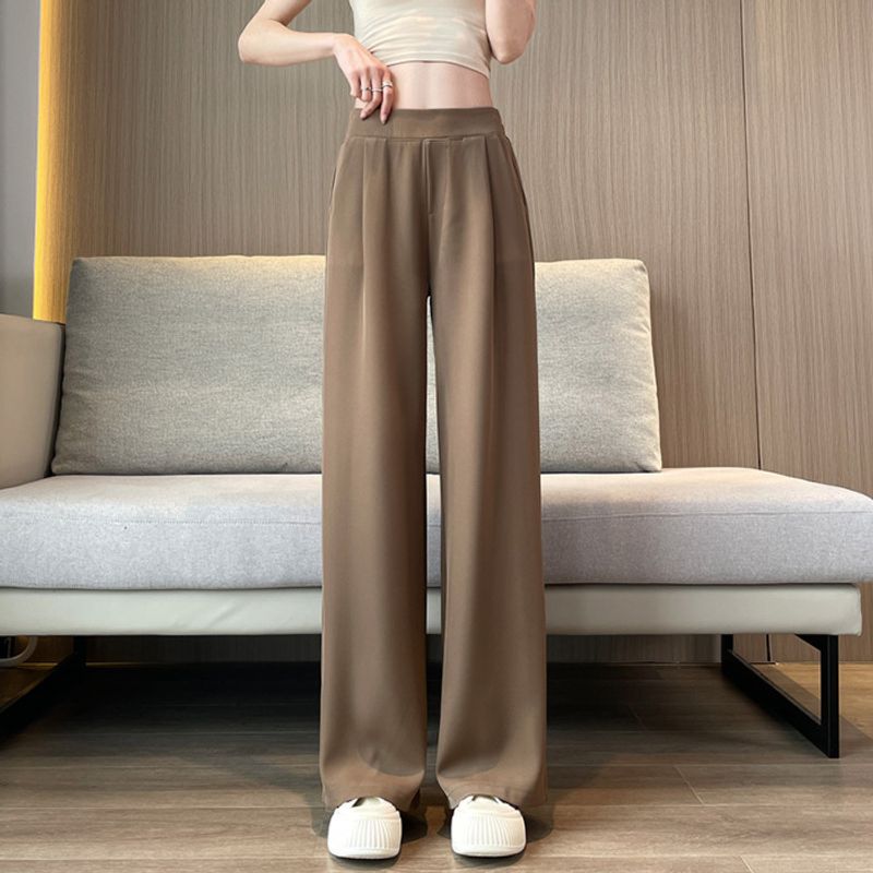 Women's Clothing Suit pants women spring and autumn high waist drape wide leg pants new summer thin casual narrow straight pants_voghion.com
