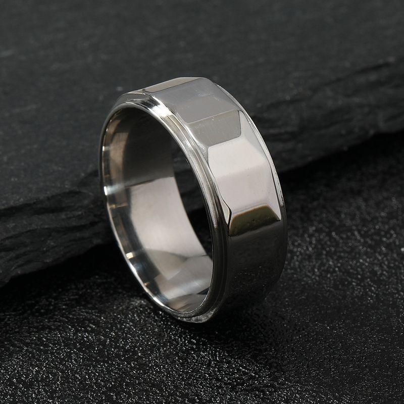 Men's Titanium Steel Ring – Non-Fading Multi-Faceted Hip Hop Jewelry With Diamond-Shaped Design_voghion.com
