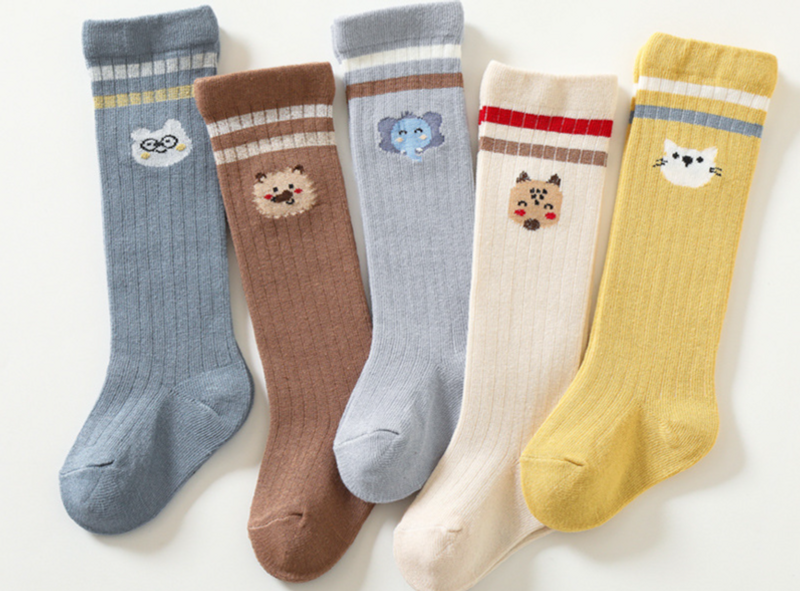 Calcetines largos de otoño e invierno para madre e hijo, estilo universitario, con rayas de animales, para estudiantes_voghion.com