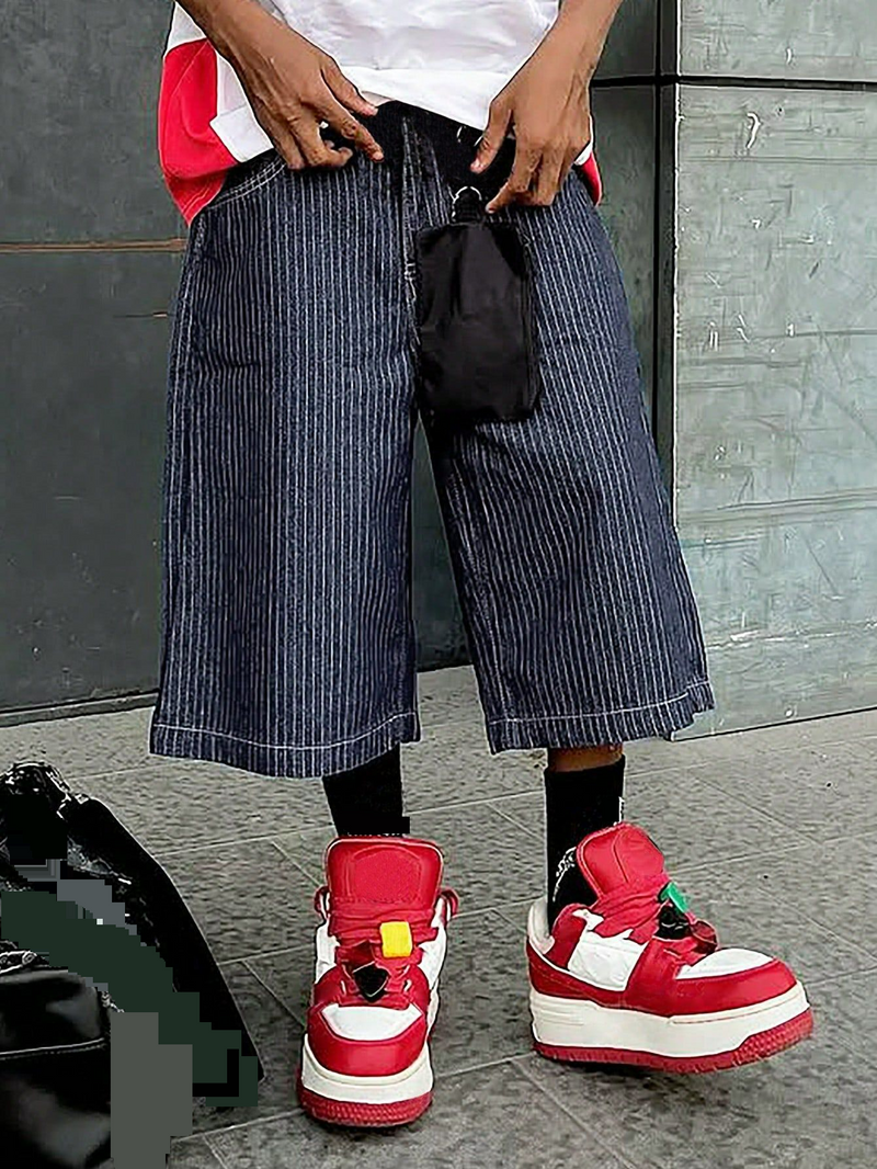 Pantalon court pour homme, style rétro américain, ample, jambes larges, simple et décontracté, printemps et été, OB384_voghion.com