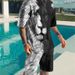 Summer 2024 New Trend 3D Digital Printing Short Sleeve Men's Casual Beach Pants Set_voghion.com