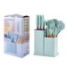 Set regalo di utensili da cucina in silicone con doppia canna in paglia di grano, 19 pezzi_voghion.com
