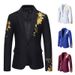 Herrenbekleidung Herrenblazer mit Bronzing-Print Amazon Herrenhochzeitsanzug im lässigen Slim Fit auf Lager X10_voghion.com