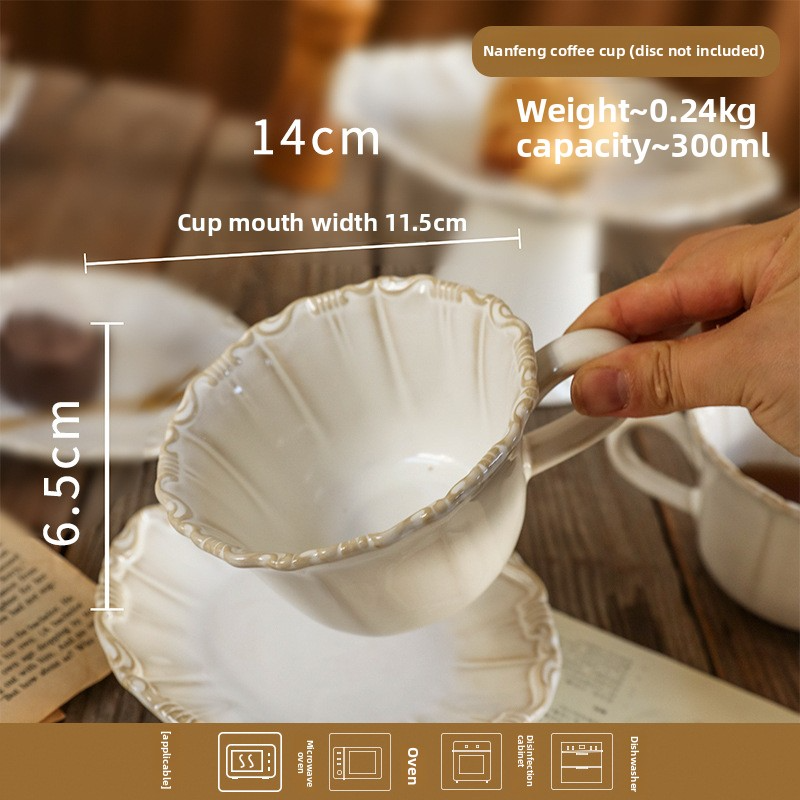 French Vintage Floral Coffee Cup & Saucer Set – Elegant Porcelain For Latte Art, Afternoon Tea (300ml, Gold Accents, Dishwasher Safe)​_voghion.com