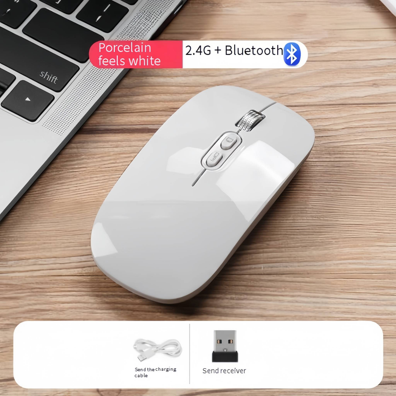 Wireless Silent Bluetooth Mouse For Laptop & Desktop, 1600DPI, 3 Adjustable DPI Levels, Ergonomic Design (White/Pink/Black/Silver/Gray/Rose Gold)​_voghion.com