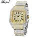 Men's Luxury Square Watch - Gold Roman Numerals, Full Crystal Dial, Swiss Quartz Movement_voghion.com