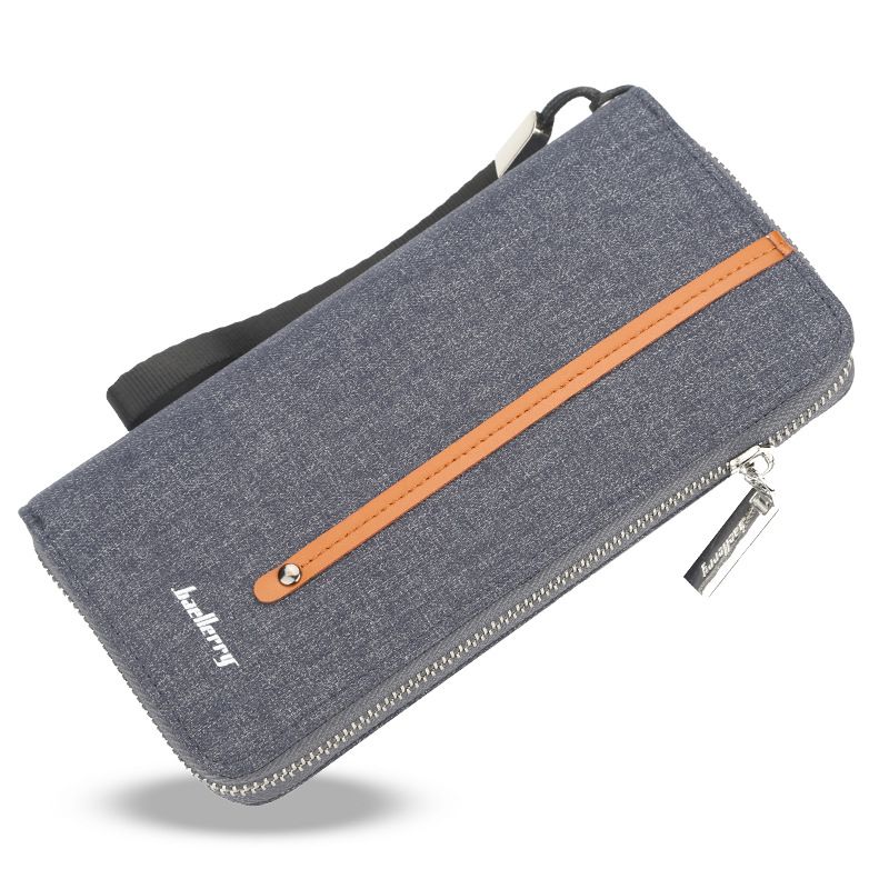 Sacs pour hommes Portefeuille pour hommes, portefeuille long en toile à fermeture éclair, style rétro décontracté, pochette à plusieurs cartes_voghion.com