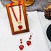 Jewelry Sets Necklace Earring Set Ring Bracelet Set 1 Red Heart Necklace And Earrings Set Niche Classic Elegant Celebration Gift For Valentine's Day_voghion.com